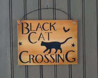 Black Cat sign, cat mom gift, black cat home, fall and Halloween decor, spooky, country primitive decor, gift for black cat person