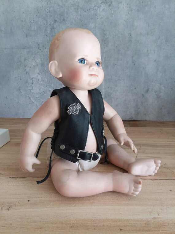 Harley Doll Biker Baby Vintage Porcelain Doll Biker Parents Gift