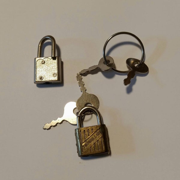 small Locks with keys, Vintage padlocks, tiny lock, miniature, brass lock, Diary