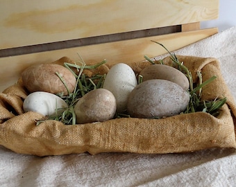 Primitive Easter eggs 6 spring decorations, farmhouse decor, chickens, peeps, Easter basket