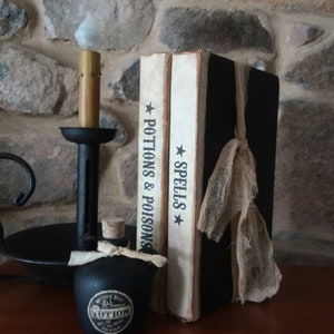 Handmade Halloween book display, potions bottle, Halloween witch props, decoration,spells, potions, poisons book stack, image 6