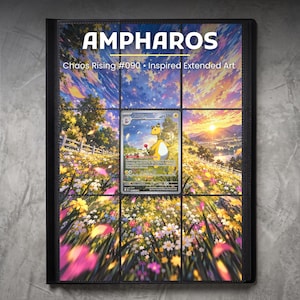 Ampharos 90 utökad pärm, konstdisplay | Samlarkortssida med 9 fickor, Meadow Sunset, utskrift