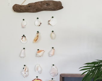 Three strand shell, beads, driftwood wall hanging for any room or patio If you are a beach lover you will enjoy this great creation. MadeUSA