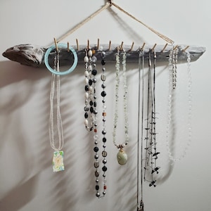 Driftwood Jewelry Display: Necklace & Bracelet Organizer, Made in USA