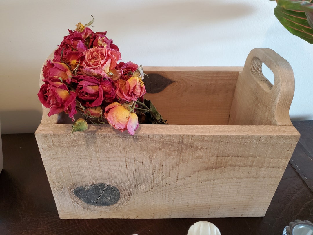 Rustic Solid Cedar Wooden Box With Hand Holes, Driftwood Finish, Hand