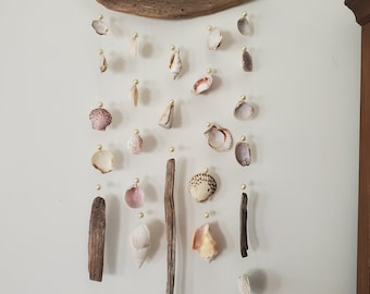 Kona driftwood, Pearl beads, beach shells old, new and odd, wall hanging