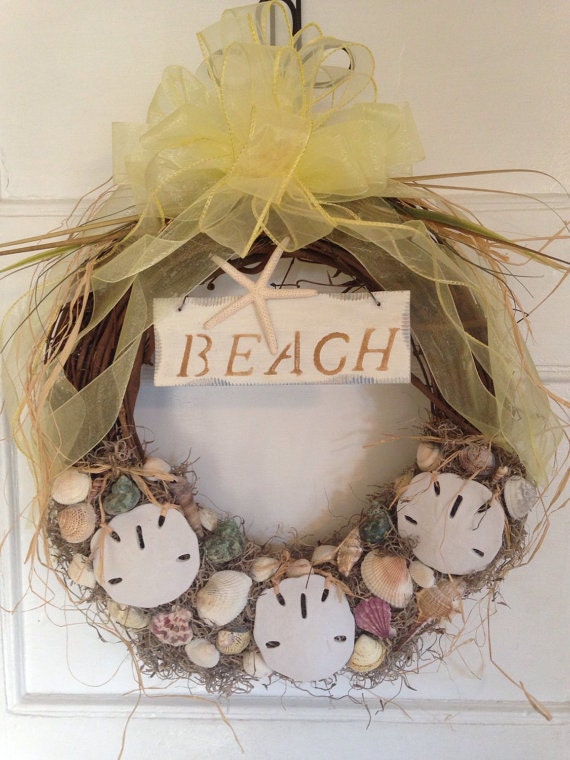Beach Wreath, Summer Shell Wreath, Sand Dollar Starfish Wreath, Nautical  Decor, Beach House Decor 