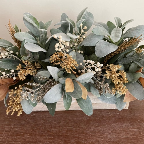 Fall Centerpiece Farmhouse Arrangement Lambs Ear Centerpiece Etsy