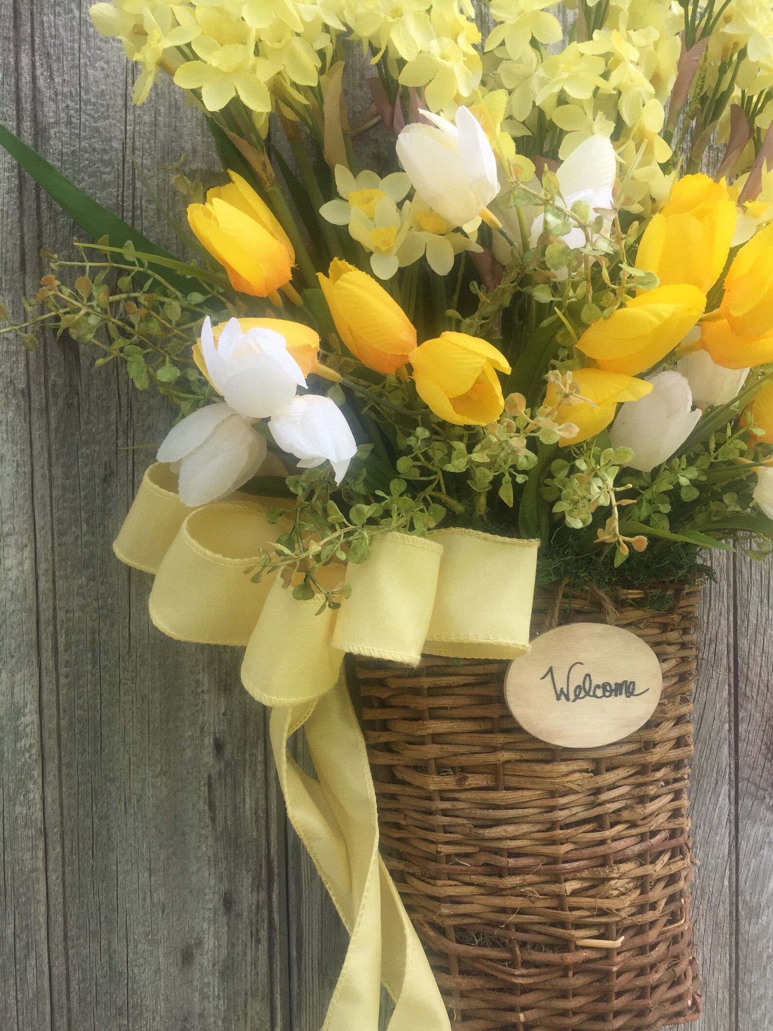Daffodil Spring Basket White Tulip Spring Basket Etsy