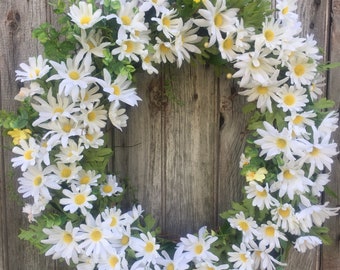 Daisy Wreath, Summer Wreath, Spring Wreath, Front Door Wreath, Farmhouse Decor, Mother's Day, White Daisy Wreath