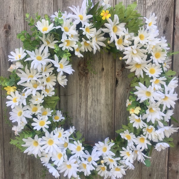 Daisy Wreath, Summer Wreath, Spring Wreath, Front Door Wreath, Farmhouse Decor, Mother's Day, White Daisy Wreath