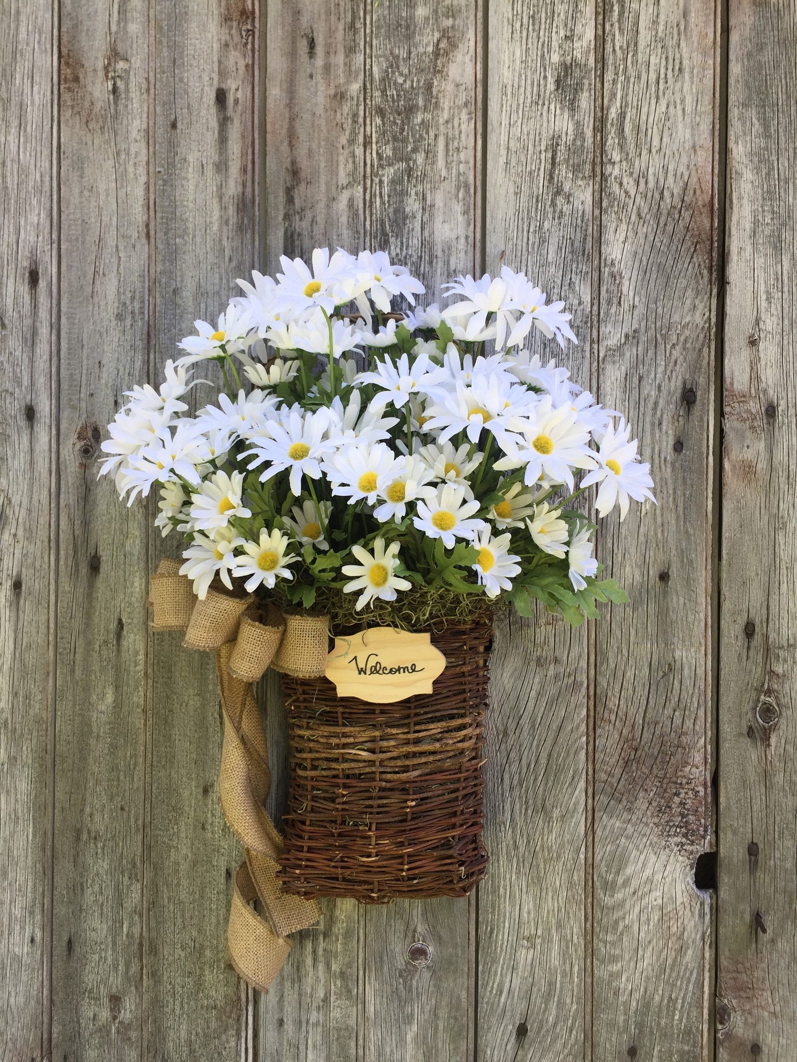 Daisy Basket Farmhouse Decor White Daisy Basket Summer Etsy