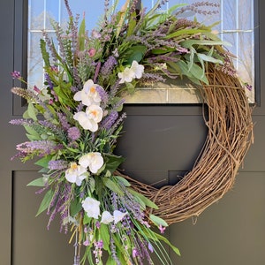 Lavender Grapevine Wreath: Farmhouse Front Door Decor