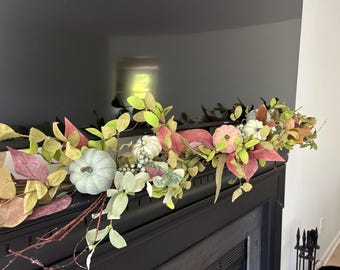 Fall Garland, Autumn Garland, Pumpkin Garland, Harvest Fireplace Swag