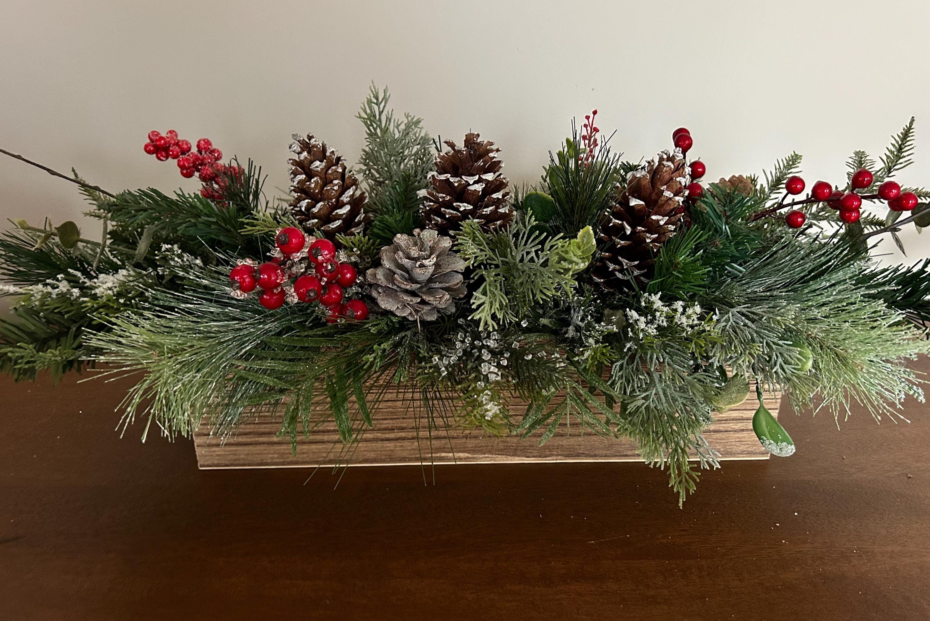 FOMIYES 10pcs Artificial Frosted Pine Cone Picks With Red Berries & Green Leaves - Christmas Floral Arrangement Supplies