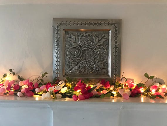 Valentines Mantel Garland Valentines Garland Tulip Mantle Etsy
