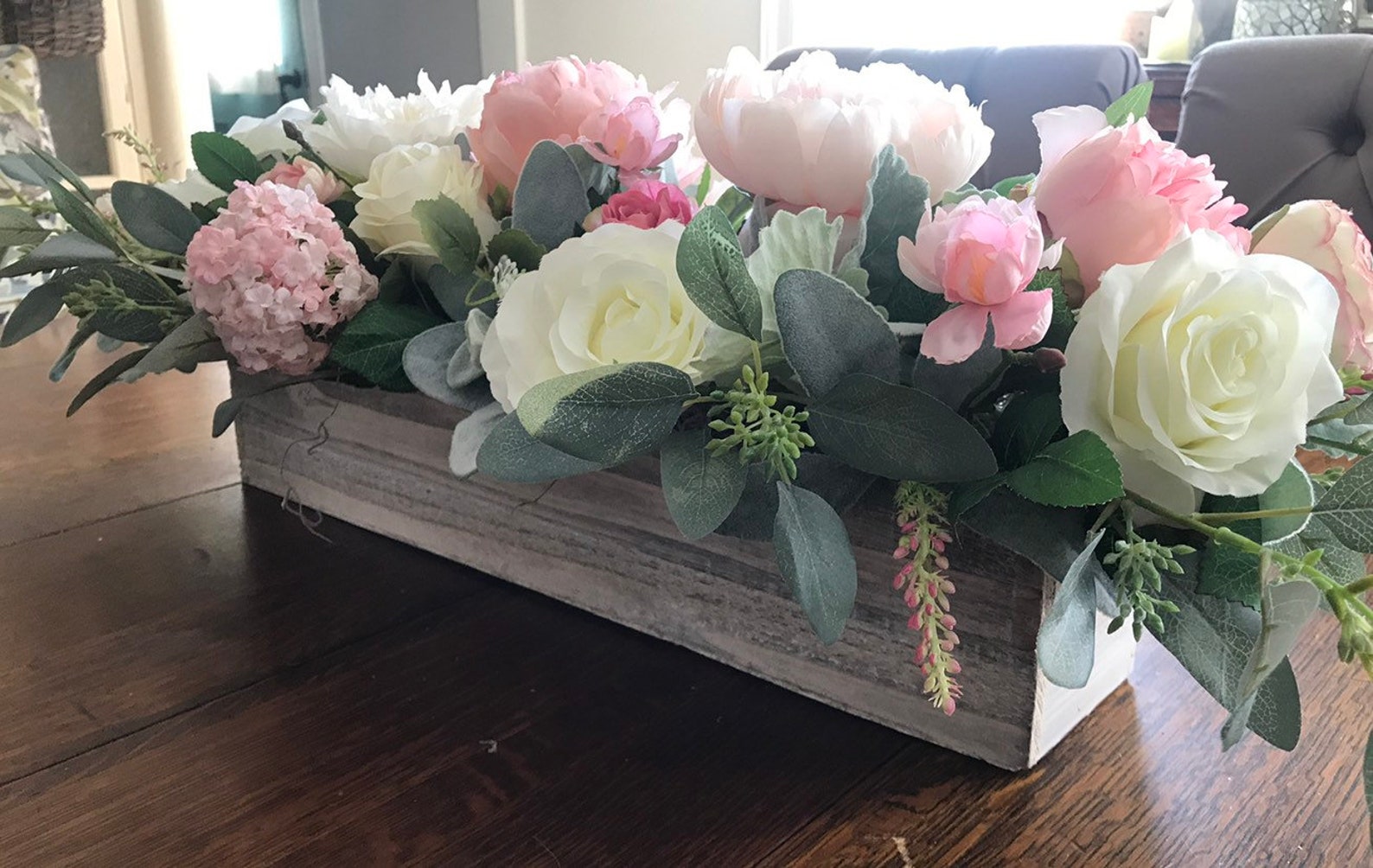 Peony Arrangement Farmhouse Arrangement Hydrangea | Etsy