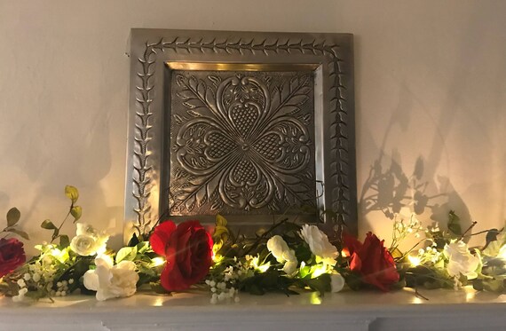 Summer Mantle Garland Red Rose Gardenia Spring Mantle Etsy