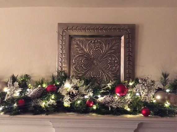 Christmas Mantle Garland White Pine Cone Garland Flocked Etsy