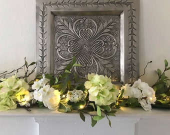 Hydrangea Mantle Garland, Spring Floral Decor, Cherry Blossom Garland