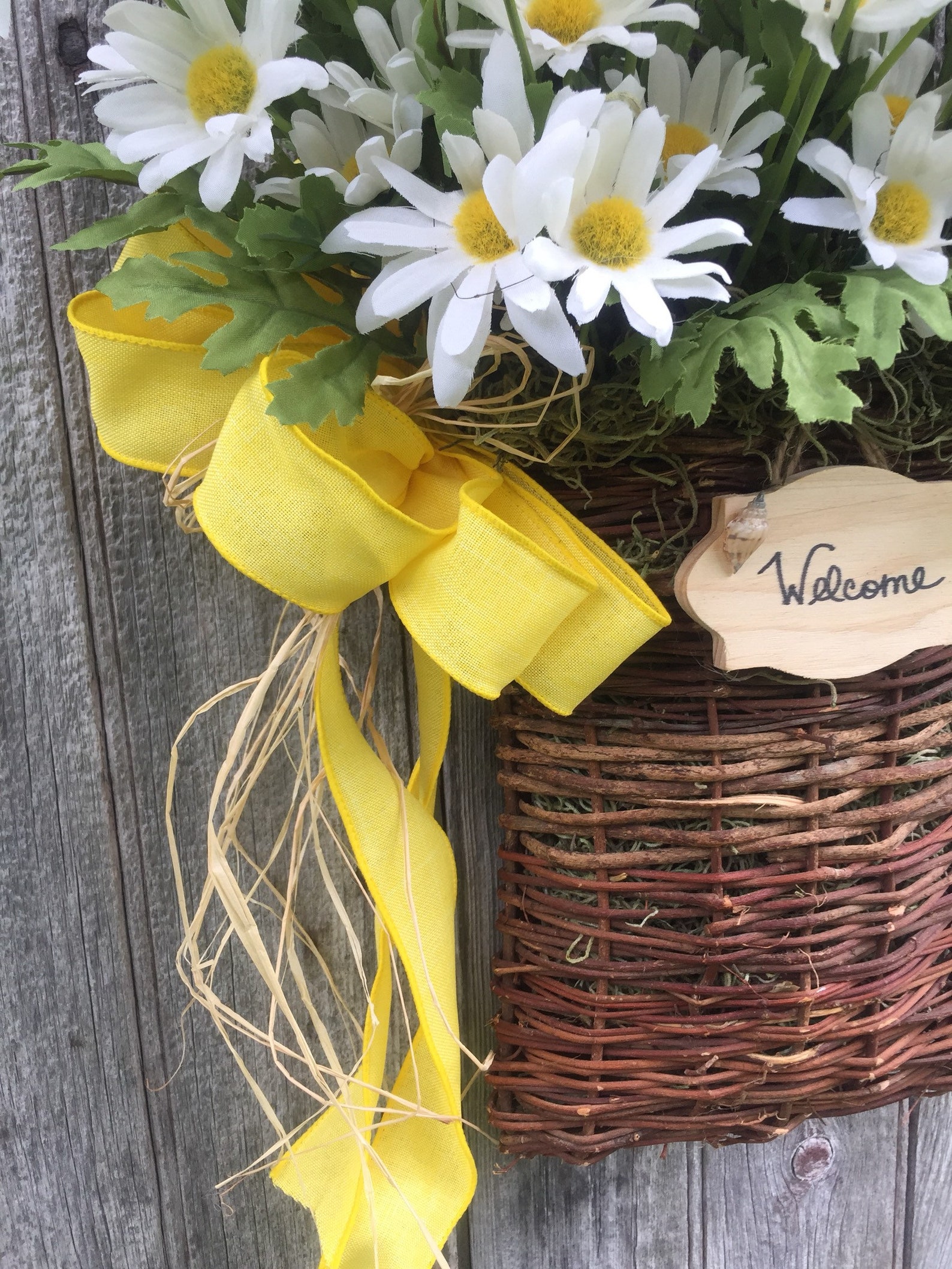Daisy Basket Farmhouse Decor White Daisy Basket Summer Etsy