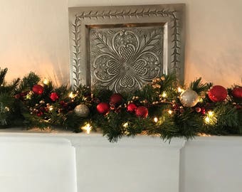 Christmas Mantle Garland, Fireplace Garland, Christmas Centerpiece, Ornament Berry Garland, Mantle Garland