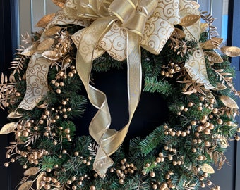 Gold Berry Christmas Wreath, Holiday Wreath, Holiday Decor