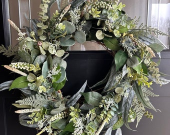 Eucalyptus Wreath, Greenery Wreath, Farmhouse Wreath, Front Door Decor