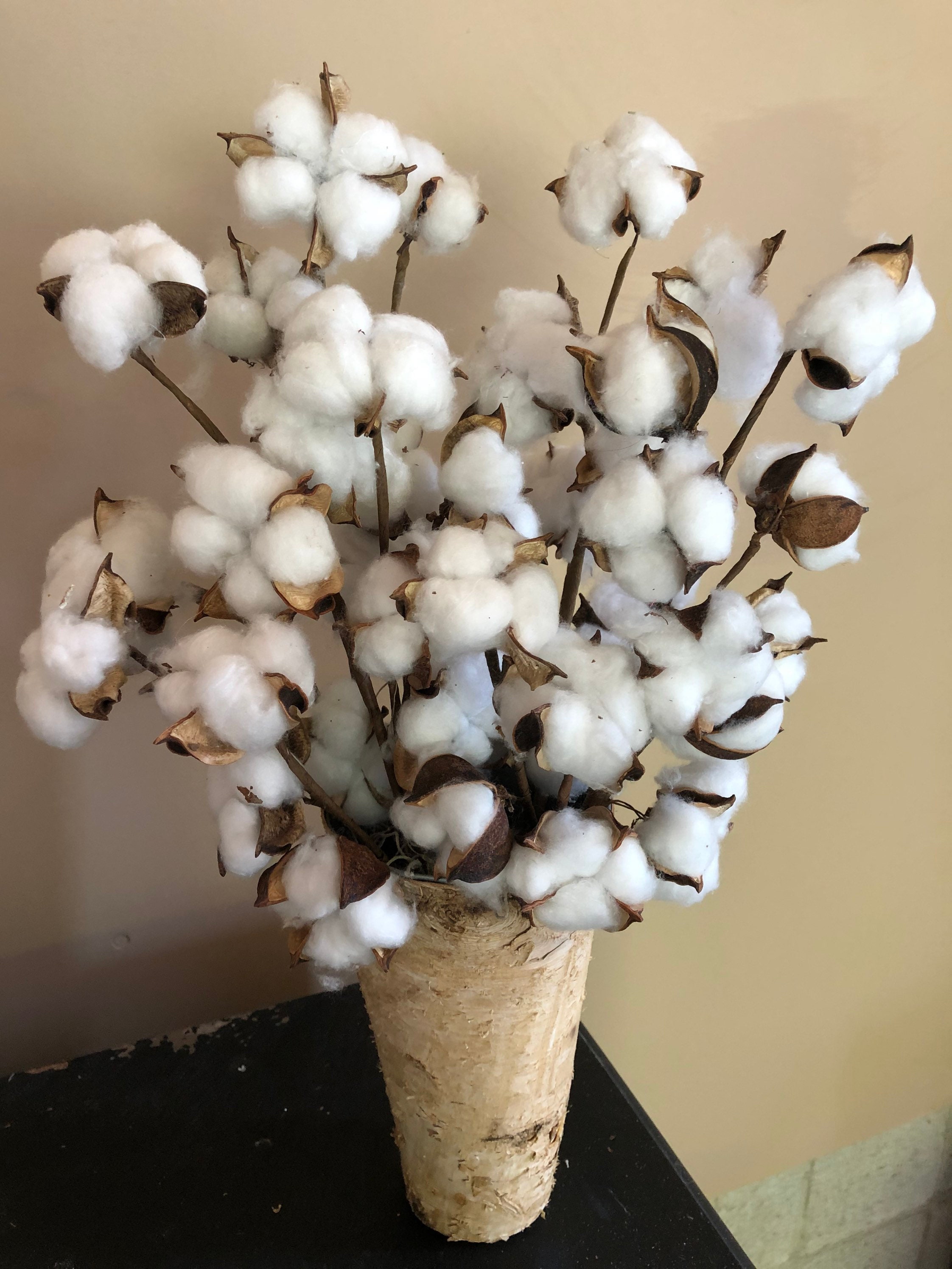 Cotton Stems Rustic Cotton Arrangement Farmhouse Decor Etsy