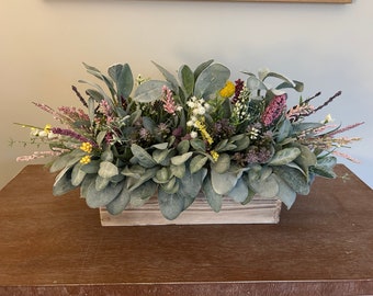 Spring Berry Arrangement, Farmhouse Arrangement, Lambs Ear Arrangement, Lambs Ear Spring Centerpiece,