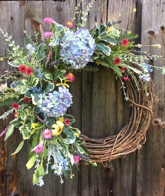 Everyday Wreath, Farmhouse Wreath, Hydrangea Wreath, All Season Wreath,  Everyday Wreath for Front Door, Farmhouse Decor, Christmas Gift Idea 