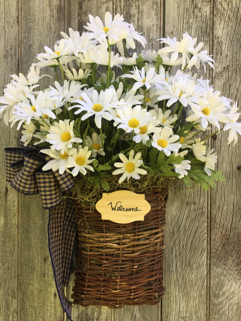 Daisy Basket Farmhouse Decor White Daisy Basket Summer Etsy