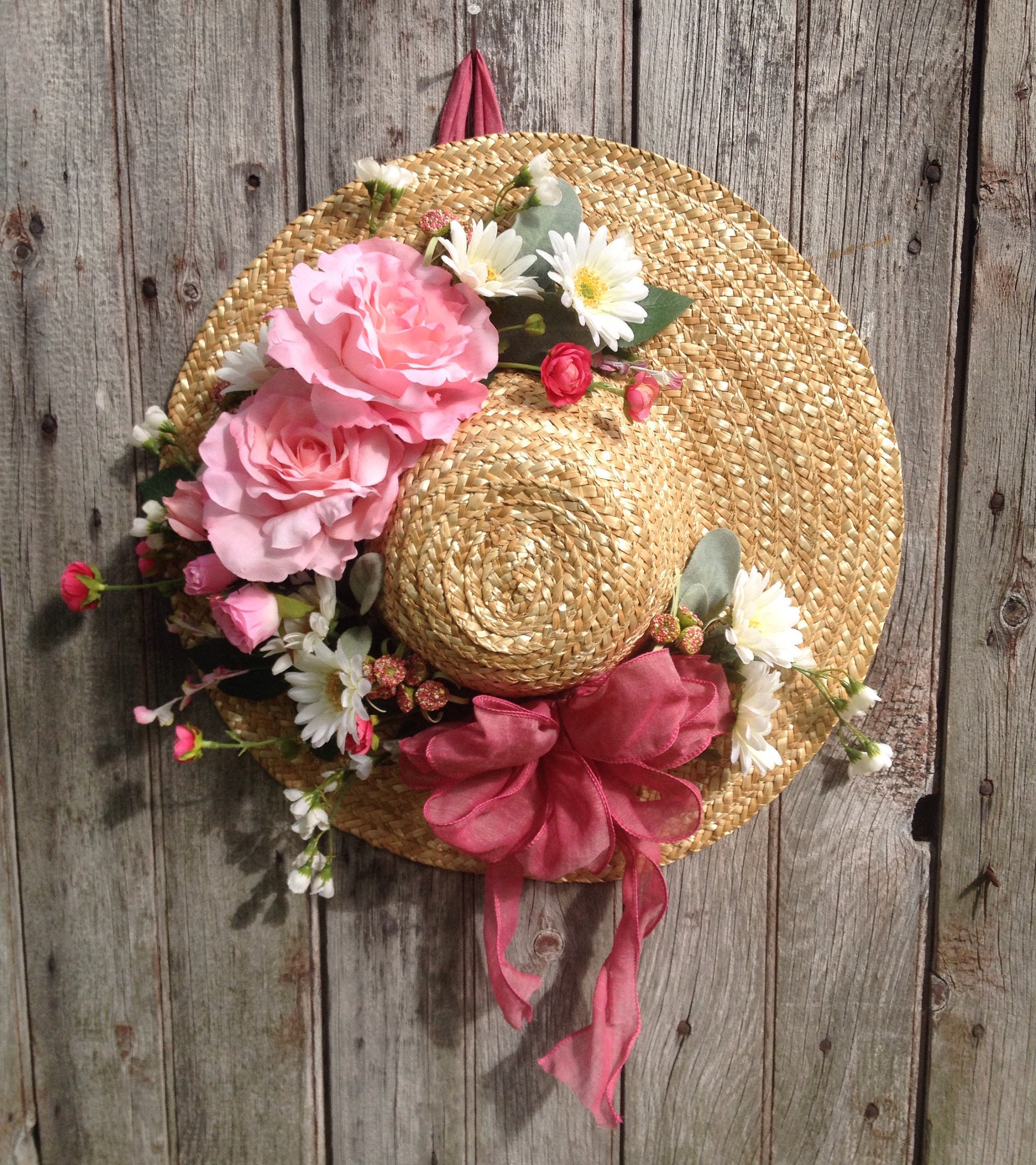 GROOVY GLAM Handmade Wide Brim Straw Hat with Sunflowers Detail