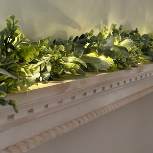 Mantle Garland, Faux Eucalyptus Lambs Ear Garland, Elegant Wedding Garland, Spring Decor