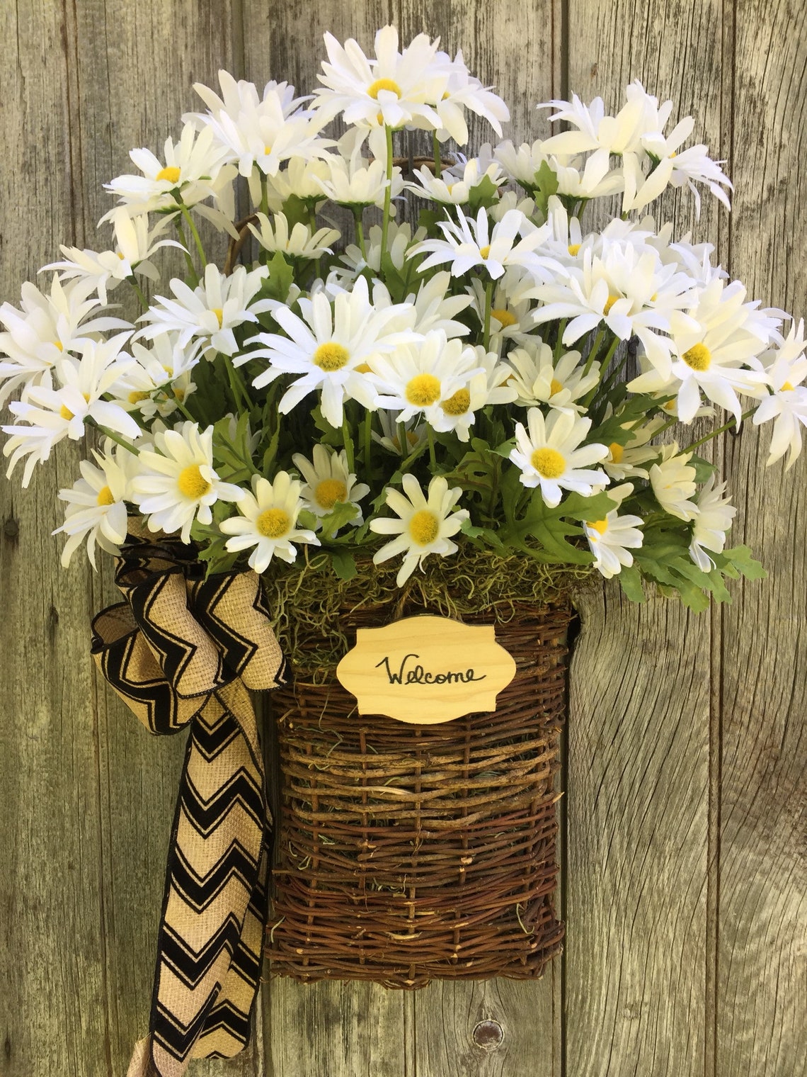 Daisy Basket Farmhouse Decor White Daisy Basket Summer Etsy