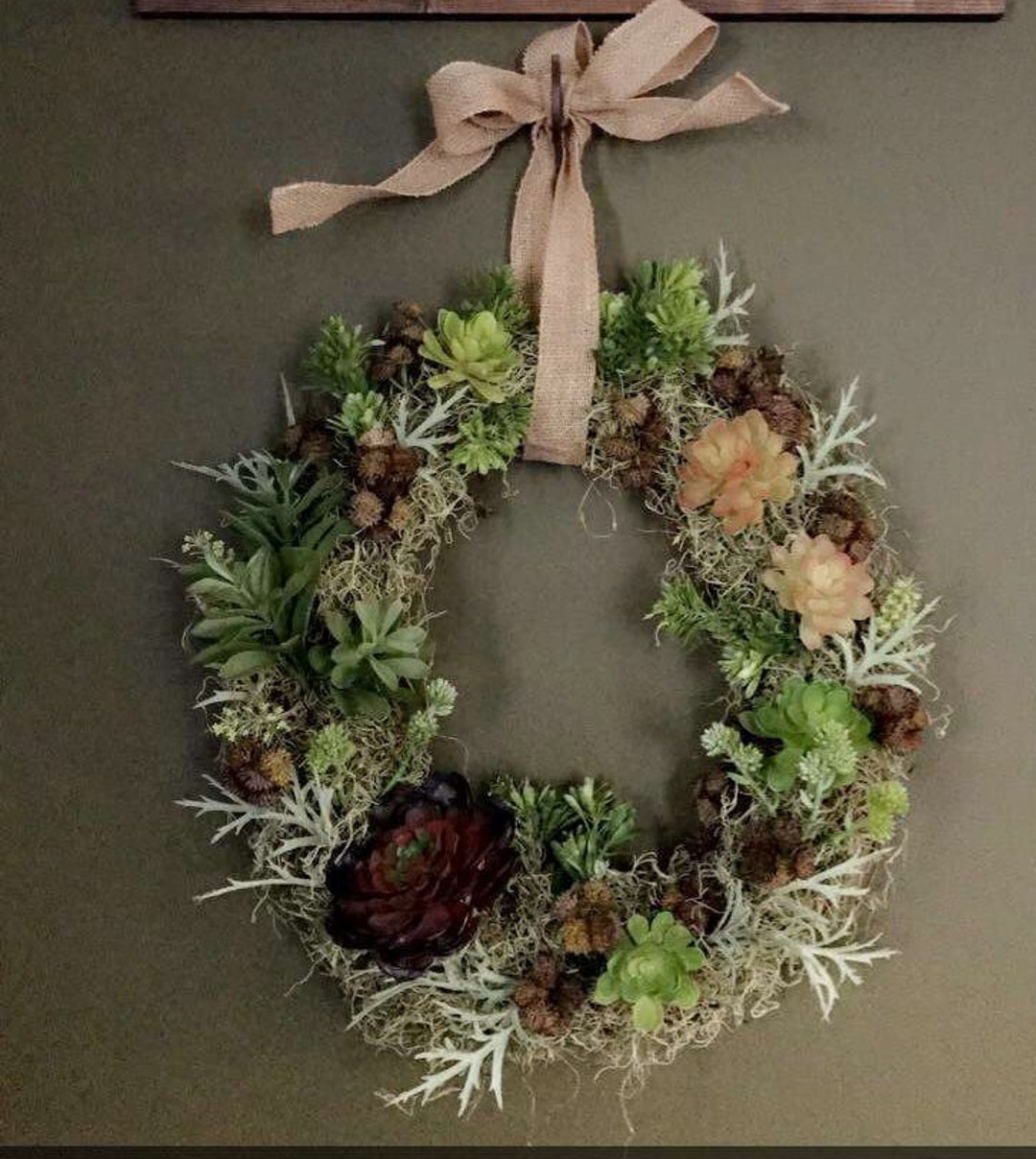 Faux Succulent Wreath, Succulent Wreath ,all Season Wreath, Front Door ...