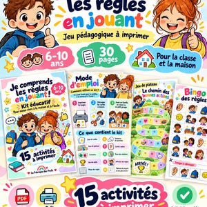 Utskrivbart pedagogiskt spel för åldrarna 6-10 | Klassrumsregler och beteende | Lärare och föräldrar