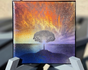 Custom Photo Art, Laser-Etched Tile Coaster or Mini Canvas, Personalized Pet Family or Wedding Gift, Display Stand Included