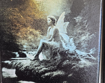 Fairy Canvas Art, 5x7 inch Laser-Etched Hand-Colorized Wall and Tabletop Decor