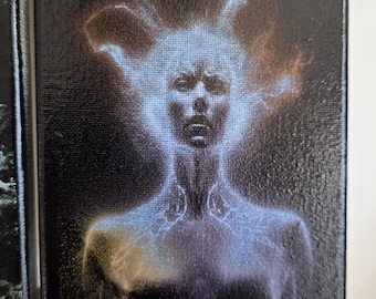 Electric Lady Canvas Art, 5x7 inch Laser-Etched Hand-Colorized Wall and Tabletop Decor