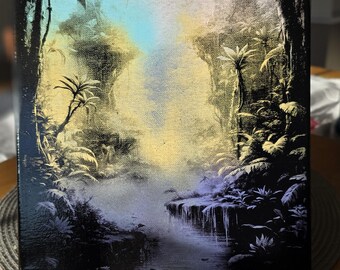 Rain Forest Canvas Art, 9x12 inch Laser-Etched Hand-Colorized Wall and Tabletop Decor