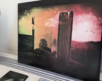 Book and Tree Canvas Art, 14x11 inch Laser-Etched Hand-Colorized Wall and Tabletop Decor