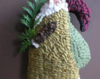 Hooked Rug Twig Santa Hooked Rug Ornament Beaconhillcollect Hooked Rug Santa Ornament