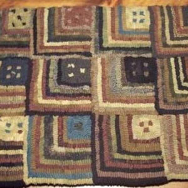 Farmhouse Decor Log Cabin PDF Pattern Beaconhillcollect Hooked Rug Log Cabin Pattern