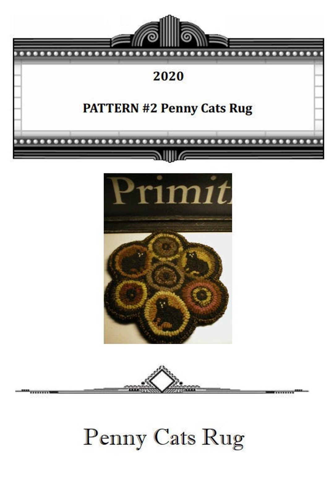 Hooked Rug Cats and Penny PDF Pattern Only Beaconhillcollect Cats and ...