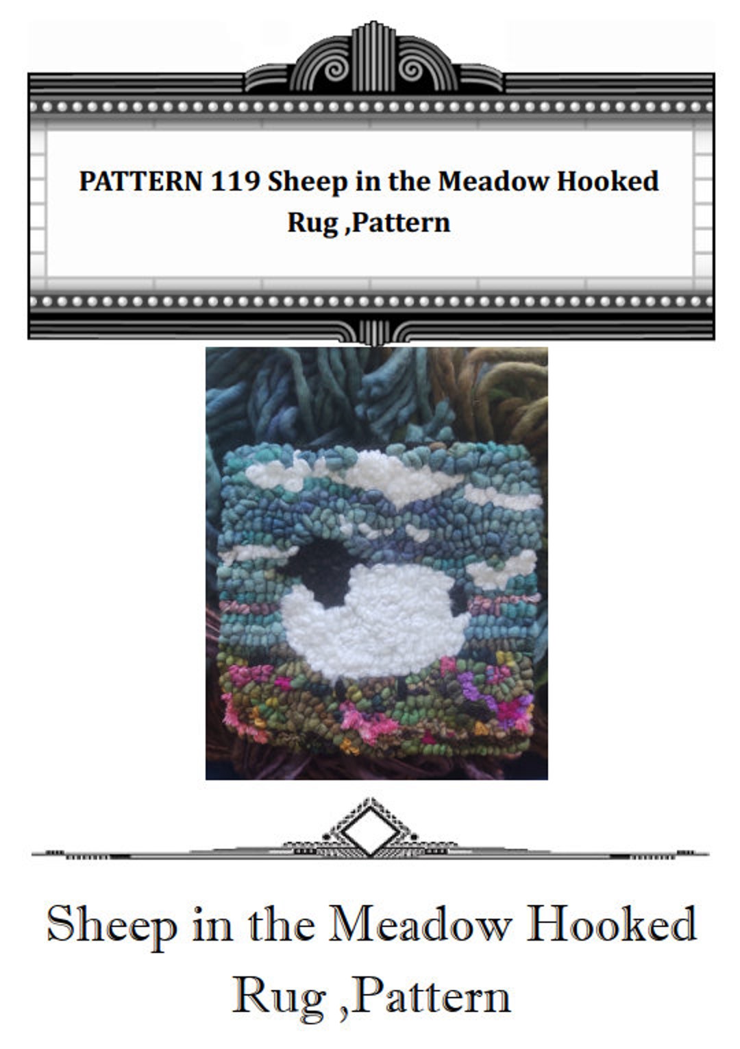 Hooked Rug Sheep in the Meadow PDF Pattern Only Beaconhillcollect ...