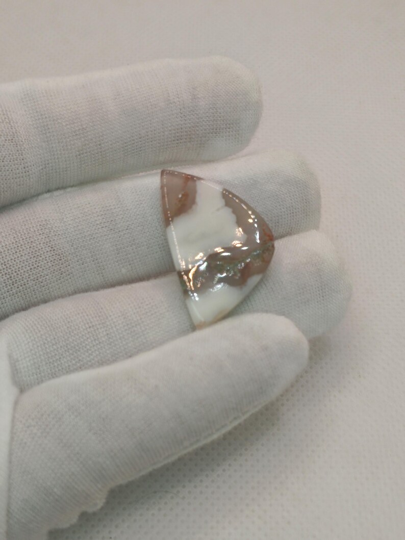 Natural Dendritic Agate Cabochon 18x29.50mm Triangle Scenic Agate Loose ...