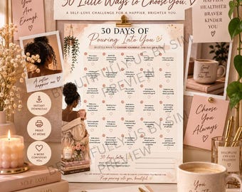 30-Day Self Love Challenge Printable | Daily Prompts, Reflection (Digital Download)