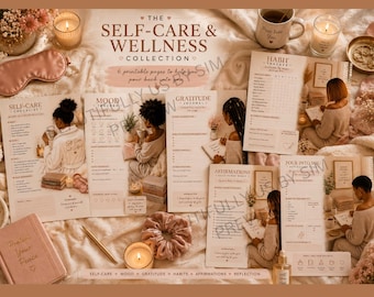 Self-Care Wellness Planner Bundle | Mood Tracker, Gratitude Journal, Affirmations (Digital Download)
