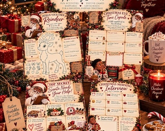 Black Santa Christmas Activity Bundle | 18 Festive Printables (Digital Download)